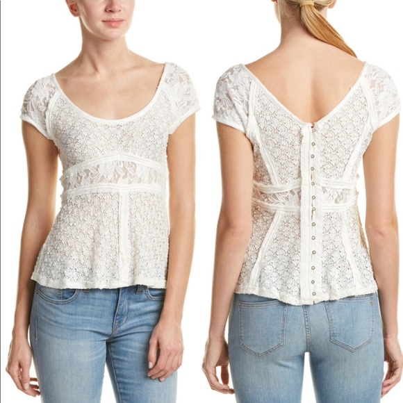Free People Tops - Free People Besties Textured Boho Lace Top Medium